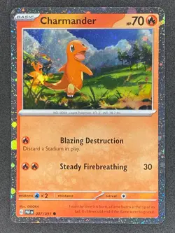 Pokemon Charmander Cosmos Holo 007/091 PAF Paldean Fates LP - Image 1