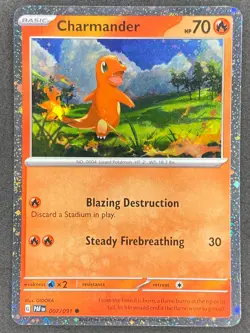 Pokemon Charmander Cosmos Holo 007/091 PAF Paldean Fates NM - Image 1