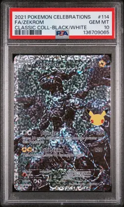 2021 Pokemon Celebrations Classic Coll Black/White #114 Full Art Zekrom PSA 10 - Image 1