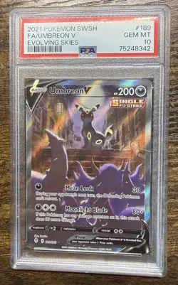 Pokemon Umbreon V Evolving Skies Full Art #189 PSA 10 Gem Mint - Image 1