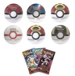 6x Pokemon TCG Pokeball Tins - 18 Booster Packs Factory Sealed In Hand Costco - Image 1