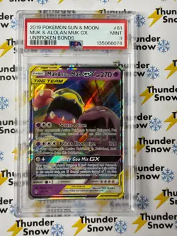 Muk & Alolan Muk GX #61 Unbroken Bonds Tag Team 2019 Pokemon PSA 9 - Image 1