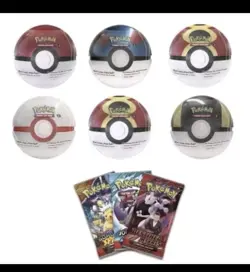 6x Pokemon TCG Pokeball Tins - 18 Booster Packs Factory Sealed In Hand Costco - Image 1