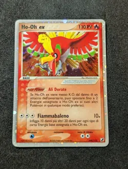 ITALIAN DAMAGED Pokemon TCG Ho-Oh EX 104/115 Unseen Forces Ultra Rare Holo 2005 - Image 1