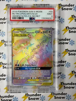 Moltres Zapdos Articuno GX #69 Hidden Fates Secret 2019 Pokemon PSA 9 - Image 1