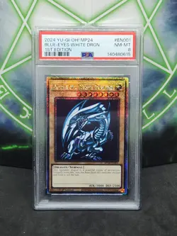 Yugioh Blue Eyes White Dragon MP24-EN001 Quarter Century Secret Rare PSA 8 - Image 1