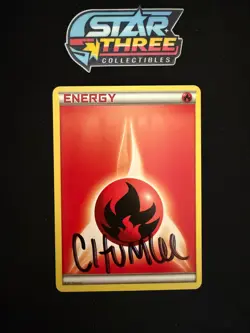 Chumlee Autographed 2011 Fire Basic Energy Pokemon Card - Pawn ⭐ TV SHOW - Image 1