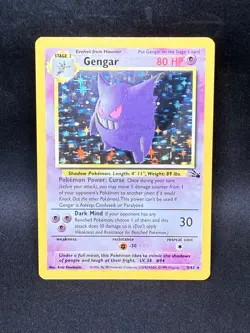 Pokemon Gengar Fossil Holo Rare 5/62 1999 80 HP Card Wizards of the Coast - Image 1
