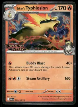 Pokemon Cards Ethan's Typhlosion 034/182 STAMPED Destined Rivals Rare NM - Image 1