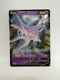 Pokemon TCG Espeon v Holo Ultra Rare Card 064/203 Evolving Skies NM Condition - Image 1