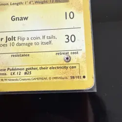 Pokemon Pikachu (Red Cheeks) 058/102 Base Set (Shadowless) Regular - Image 2