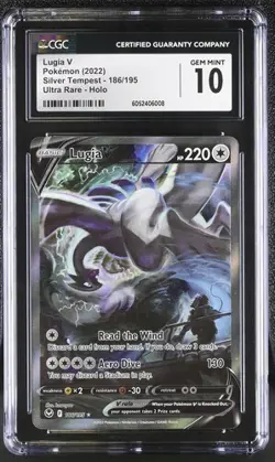 2022 POKEMON SILVER TEMPEST #186 LUGIA V CGC 10 - Image 1