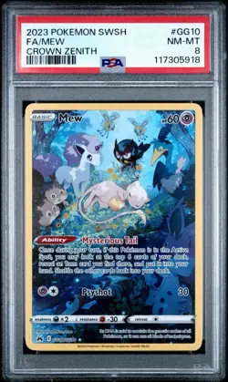 Pokemon Mew GG10/GG70 Crown Zenith Galarian Gallery Full Art Holo PSA 8 - Image 1