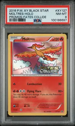 2016 POKEMON XY BLACK STAR PROMO FATES COLLIDE #XY127 MOLTRES-HOLO PSA 8 - Image 1