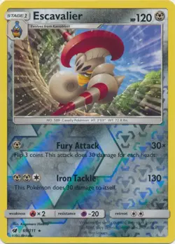 Pokemon - Escavalier 69/111 - Reverse Holo Rare - Crimson Invasion - Damaged - Image 1