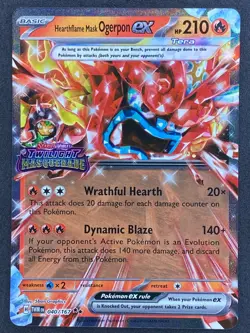 Pokemon Hearthflame Mask Ogerpon ex Stamp 040/167 TWM Twilight Masquerade NM - Image 1