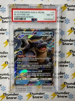 Blastoise gx #35 Unbroken Bonds 2019 Pokemon Sun & Moon PSA 8 - Image 1
