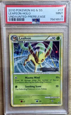 Pokemon 2010 HGSS Undaunted Leafeon Prerelease Holo Rare Promo PSA 9 - Image 1