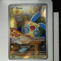 Pokemon TCG Minun 194/182 Sv04: Paradox Rift Illustration Rare Near Mint - Image 1