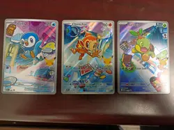 Pokemon 25th Anniversary First Partner Promo Set: Turtwig Chimchar Piplup NM - Image 1