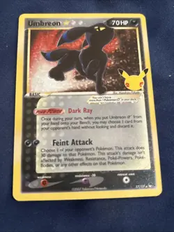 Pokemon Umbreon Gold Star 17/17 Holo Rare Celebrations: Classic Collection NM - Image 1
