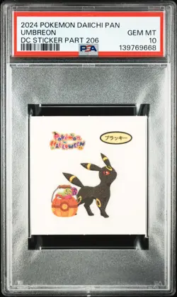 2024 POKEMON DAIICHI PAN DECO CHARACTER STICKERS PART 206 UMBREON PSA 10 - Image 1