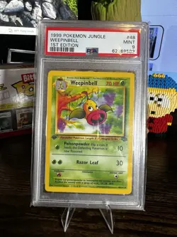 1999 Pokemon Jungle First Edition Weepinbell #48 PSA 9 Mint - Image 1
