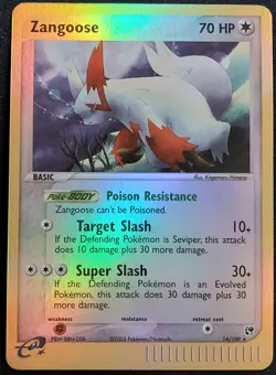 Pokemon TCG Zangoose 14/100 Pokemon Ex Sandstorm Reverse Holo LP - Image 1