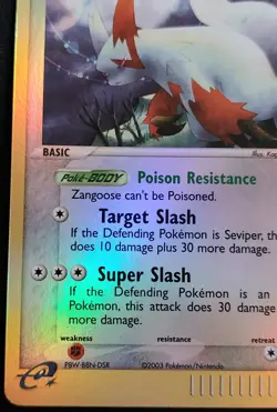 Pokemon TCG Zangoose 14/100 Pokemon Ex Sandstorm Reverse Holo LP - Image 5