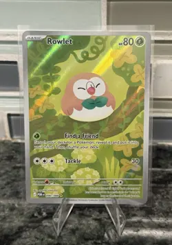 Pokemon Rowlet Basic Holo 090/088 80 HP Grass Type Find a Friend Tackle Nintendo - Image 1