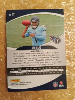 2025 Panini Absolute - Rookies Cameron Ward #111 Red Squares /850 (RC) Free Ship - Image 5