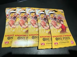 One Piece TCG OP-04 KINGDOMS OF INTRIGUE English Sleeved Booster Sealed Lot 5x - Image 1