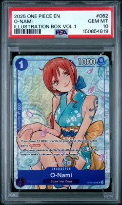 2025 ONE PIECE PROMOS ILLUSTRATION BOX VOL.1 #062 O-NAMI PSA 10 - Image 1
