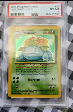 Venusaur Holo # 15 1999 Pokemon Game Base Set Holo Rare PSA 8 - Image 1