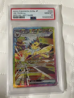 Japanese Jolteon ex #209 PSA 10 Gem Mint Rainbow Full Art Pokemon Card - Image 1