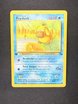 Pokemon Psyduck 53/62 Fossil 1st Edition Common 1999 50 HP Card Regular - Image 1