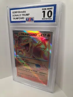 🔥President Trump Trumpzaard Holo Pokemon Card Slab Fan Art Gem Mint 10 🔥 - Image 3