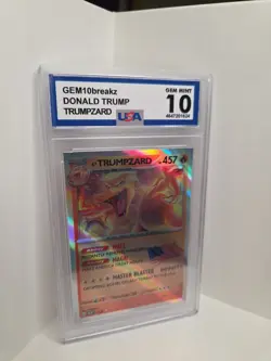 🔥President Trump Trumpzaard Holo Pokemon Card Slab Fan Art Gem Mint 10 🔥 - Image 4