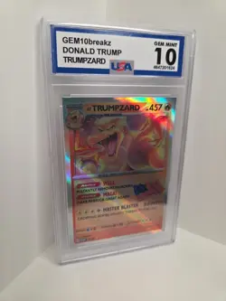 🔥President Trump Trumpzaard Holo Pokemon Card Slab Fan Art Gem Mint 10 🔥 - Image 5