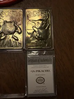 LOT OF 4 23K Gold Plated Trading Cards Charizard Jigglypuff Poliwhirl Pikachu - Image 5