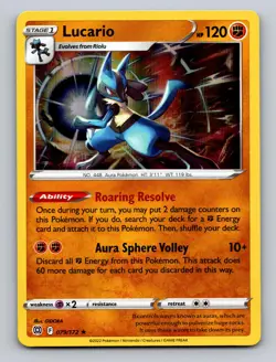 LUCARIO 079/172 HOLO R BRILLIANT STARS POKEMON HOLO NM - Image 1