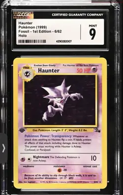 1999 Pokemon Fossil 1st Edition Holo Haunter CGC 9 - Image 1