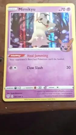 Pokemon Mimikyu 081/189 Rare Promo Holo Basic 70HP Heal Jamming Claw Slash - Image 1