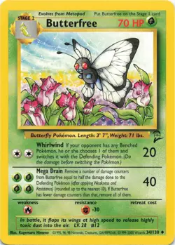 Pokemon - Butterfree #034/130 - Base Set 2 Uncommon - Image 1