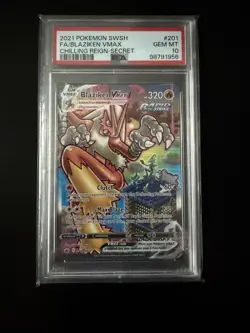 PSA 10 GEM MINT Blaziken VMAX Alternate Art Secret Rare 201/198 Pokemon Card - Image 1