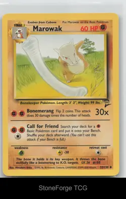 Marowak 52/130 Uncommon Base Set 2 Pokemon Near Mint - Image 1