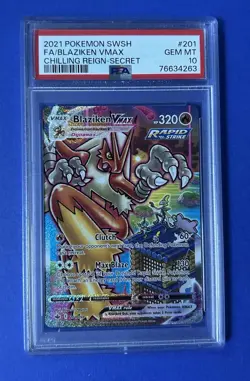 2021 Pokemon Swsh FA/Blaziken VMax Chilling Reign Secret #201 PSA 10 GEM MT - Image 1