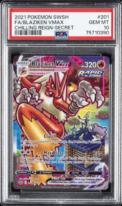 2021 POKEMON SWORD & SHIELD CHILLING REIGN SECRET FULL ART/BLAZIKEN VMAX PSA 10 - Image 1