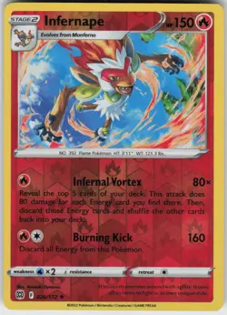 Infernape 026/172 Rare Brilliant Stars Pokemon Reverse Holo Near Mint - Image 1