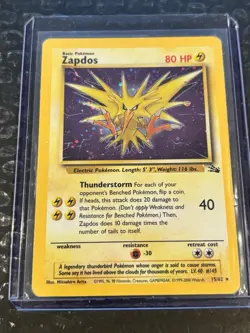 ZAPDOS 15/62 Holo Rare FOSSIL Pokemon HP - Image 1